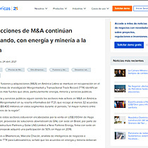 Transacciones de M&A continan repuntando, con energa y minera a la cabeza